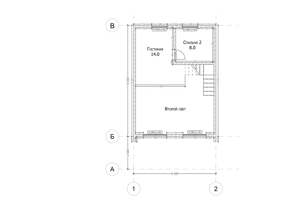 Планировка проекта дома «Barnhoese 8.5x6.5» — 77.25 м² — лист 2