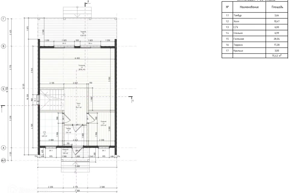 Планировка проекта дома «Денис» — 119 м² — лист 2