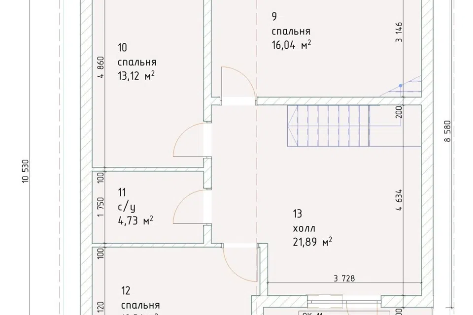 Планировка проекта дома «Дом Семейный 2этажа» — 161.13 м² — лист 2