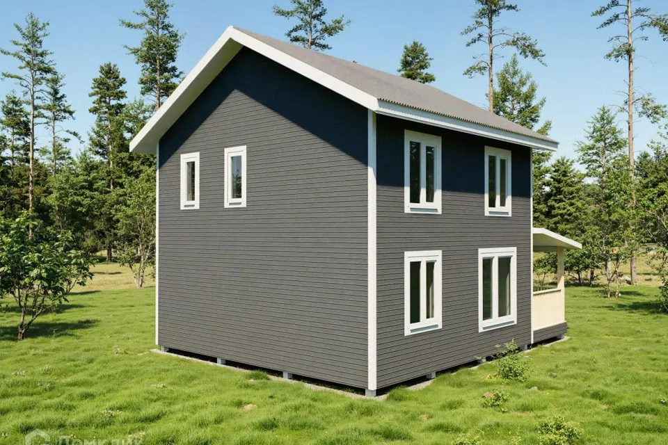 Двухэтажный каркасный дом 7,5х7