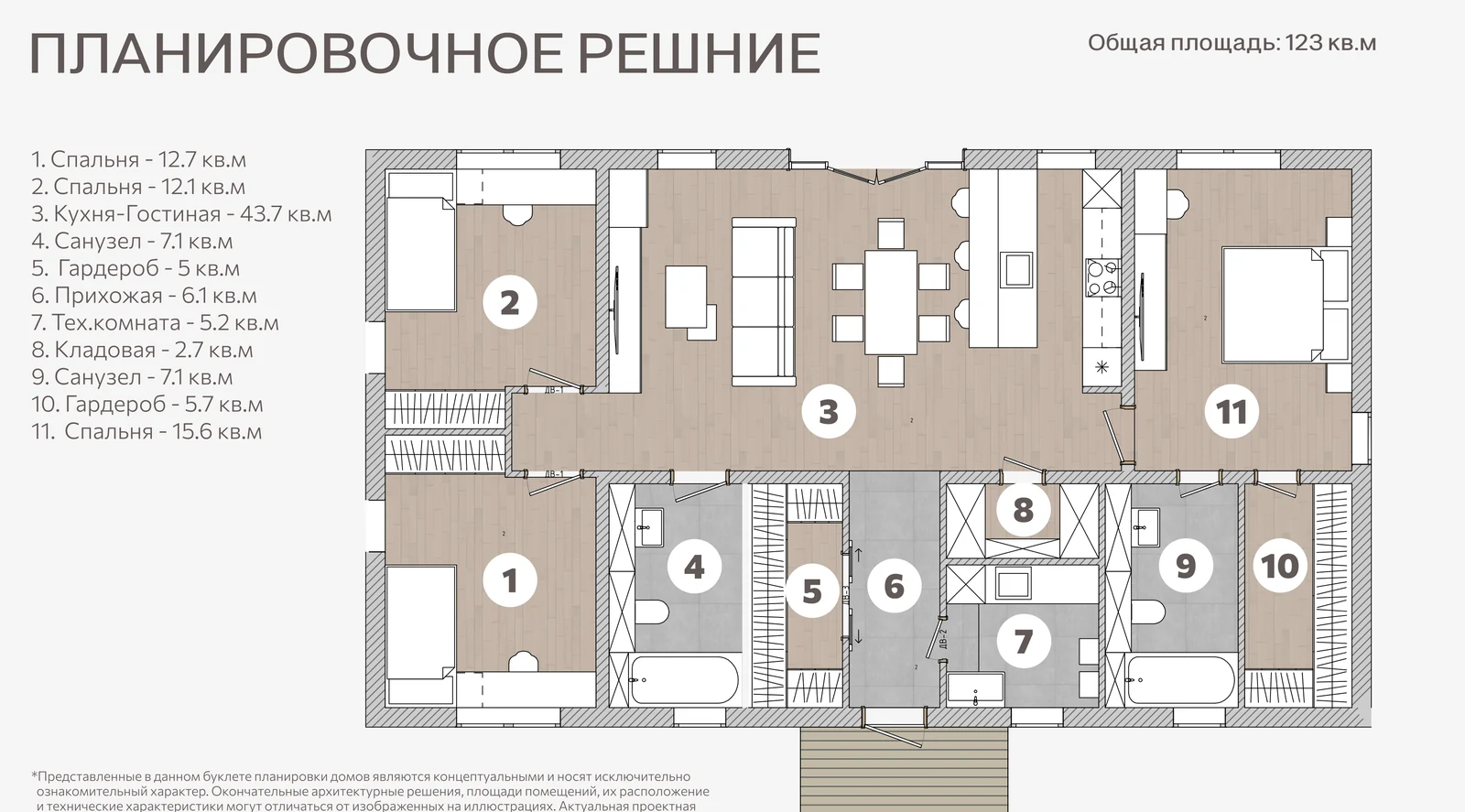 Планировка дома 123 м² в посёлке «Хвойный»