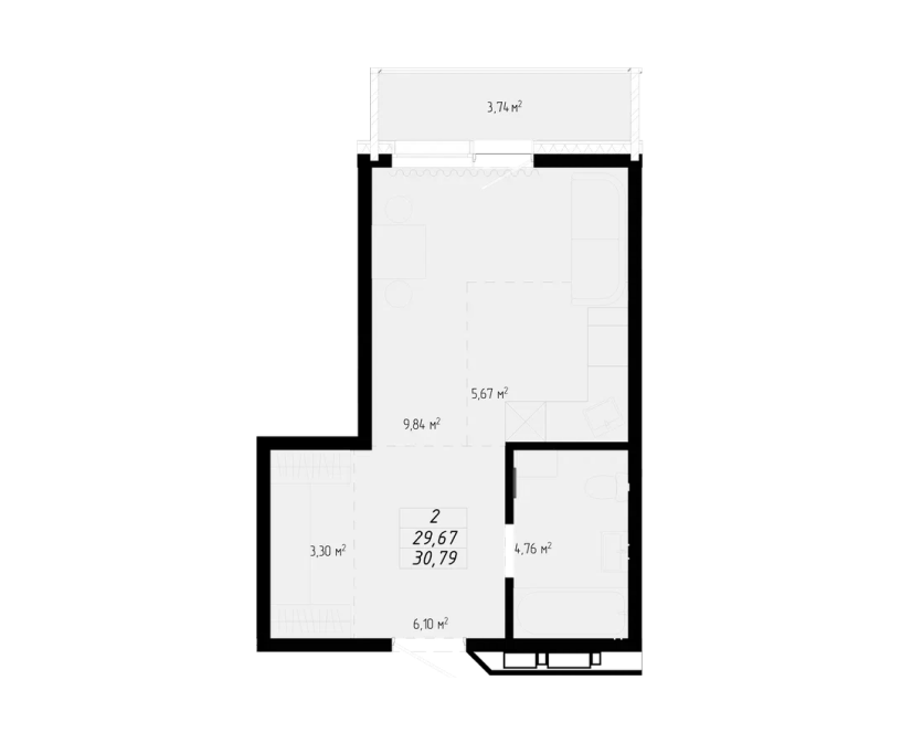 ЖК «Кино» — планировка 30,79 м²
