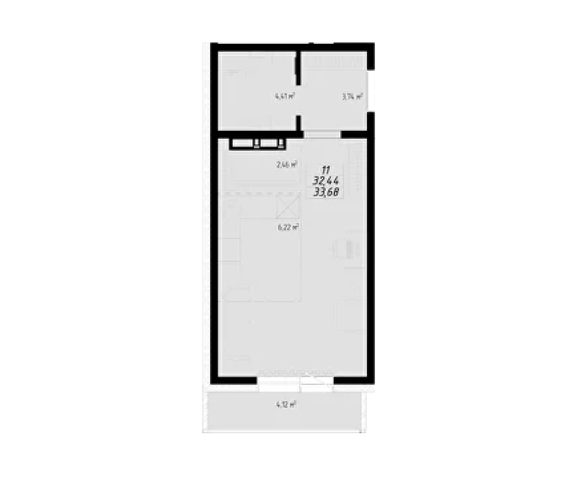 ЖК «Кино» — планировка 33,68 м²